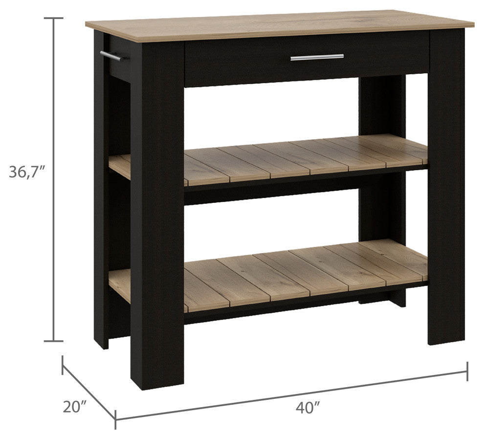 Delos 40Kitchen Island, Black / Light Oak
