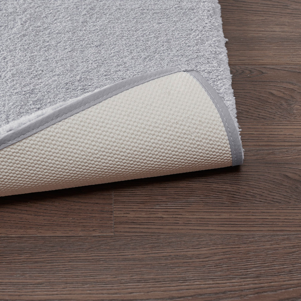 Madison Park Signature Marshmallow Bath Rug, Grey, 20x24" Contour