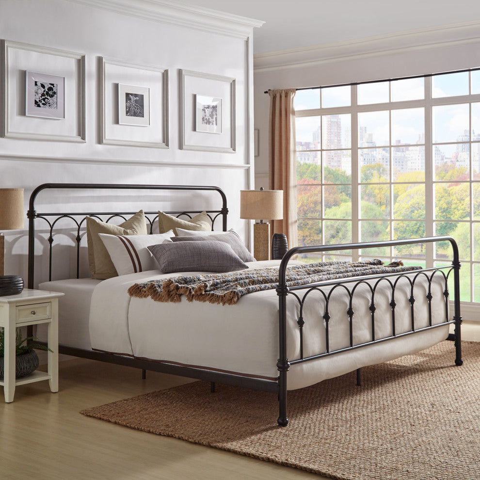 Maverick Rustic Metal Bed, Dark Bronze, King