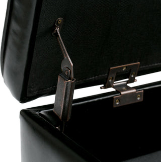 Cosmopolitan Storage Ottoman Bench With Open Bottom, Midnight Black Faux Leather