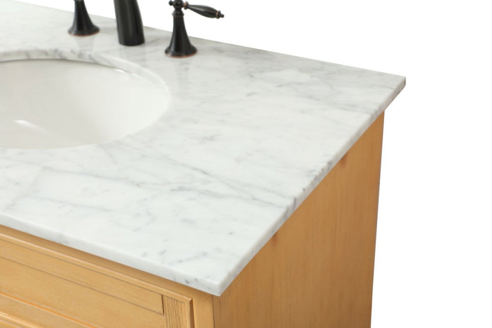 Amber Single Bathroom Vanity, Blue, Natural Wood, 36"