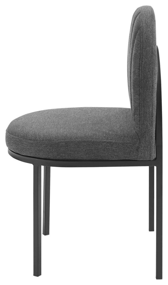 Side Dining Chair, Set of 2, Fabric, Black Gray, Modern, Bistro Restaurant