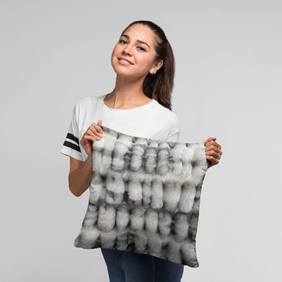 Plutus Off White Sherpa Faux Fur Luxury Throw Pillow, Off White, 24" x 24"
