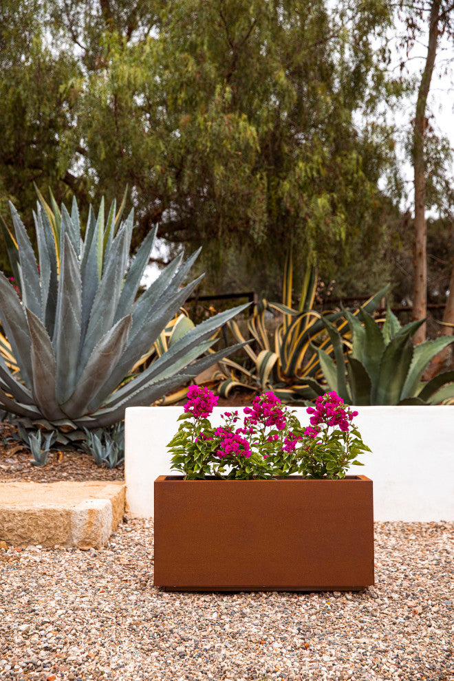 Metallic Series Corten Steel Long Box Planter, Medium