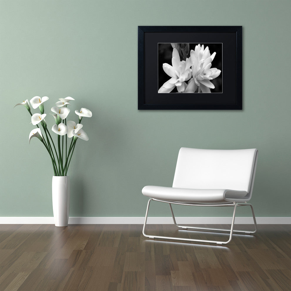 Kurt Shaffer 'Tuber Rose in Black and White' Matted Framed Art