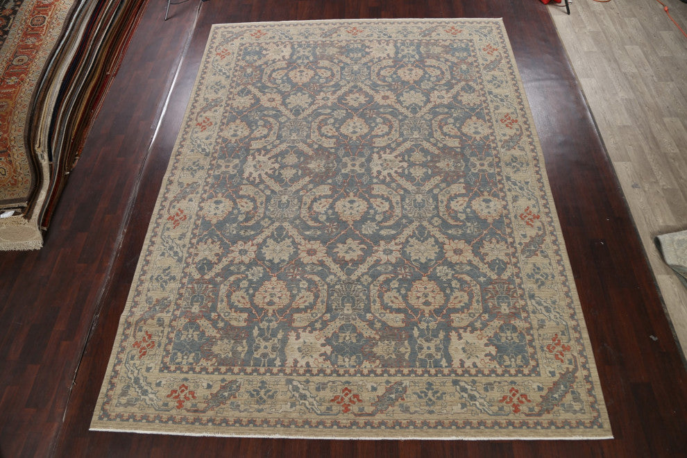 Silver Washed Geometric Ziegler Turkish Oriental Area Rug 10x13 Wool Carpet
