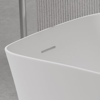 51 Inch Solid Surface Freestanding Soaking Bathtub in White with Drain