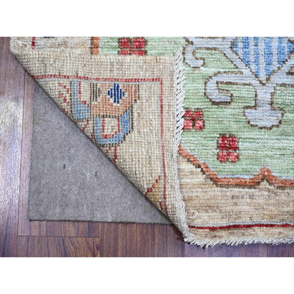 Tan Anatolian Village Inspired Design Wool Hand Knotted Runner Rug 3'1"x7'9"
