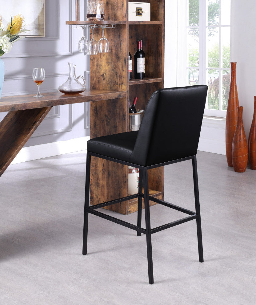 Bryce Faux Leather Upholstered Bar Stool, Set of 2, Black