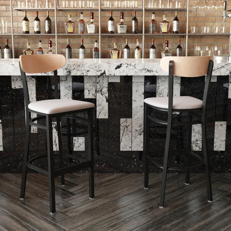 Wright Commercial Grade Barstool -500 LB. Capacity Steel Frame, Natural Birch Wo