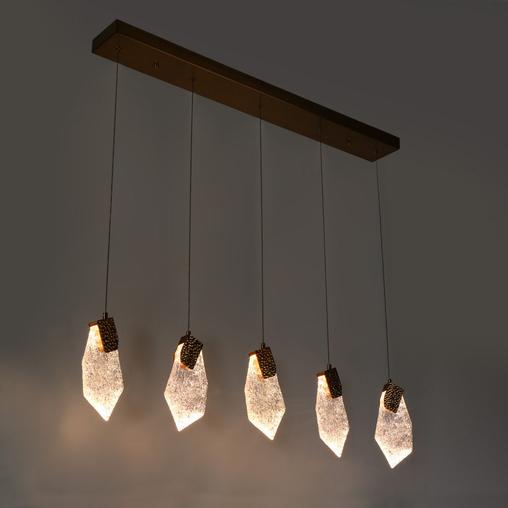 LNC Marvinbell 5-Light 37.4" Modern Cluster LED Kitchen Island Light, Gold