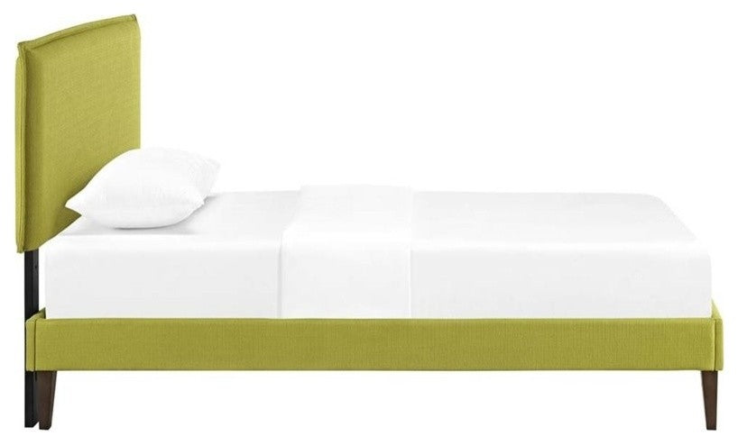 Modway Camille Twin Fabric Platform Bed With Squared Tapered Legs, Wheatgrass