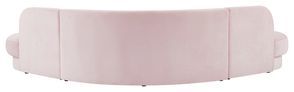 Rosa Velvet Upholstered 3-Piece Sectional, Pink