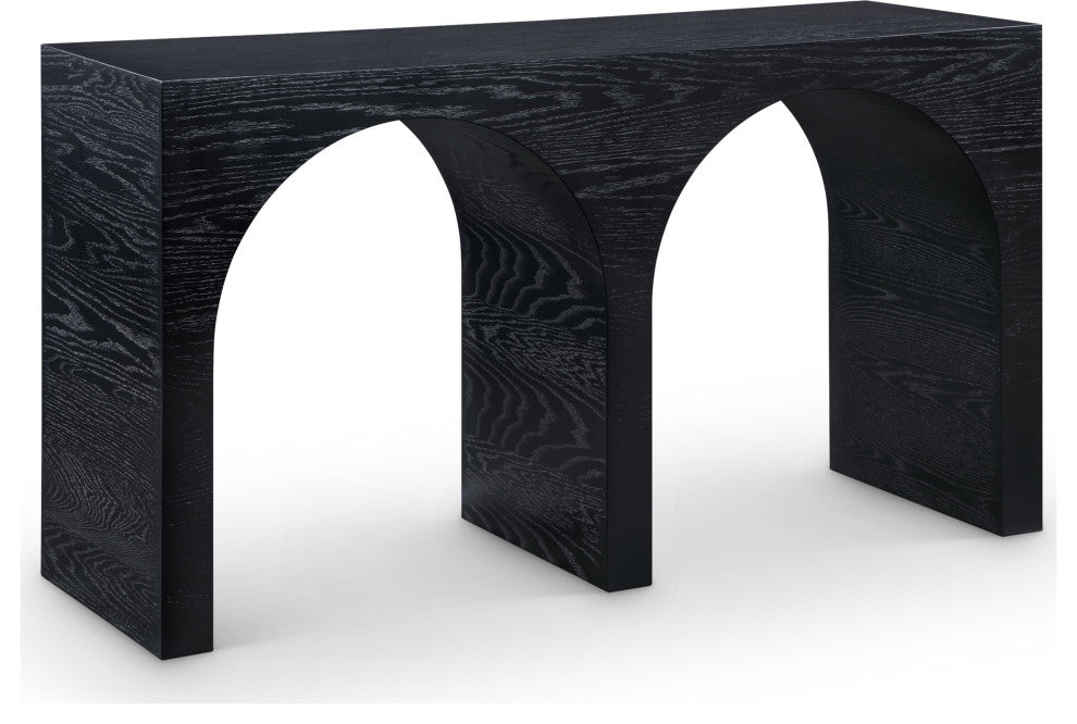 June Black Oak Console Table, Black, 54" W X 18" D X 30" H