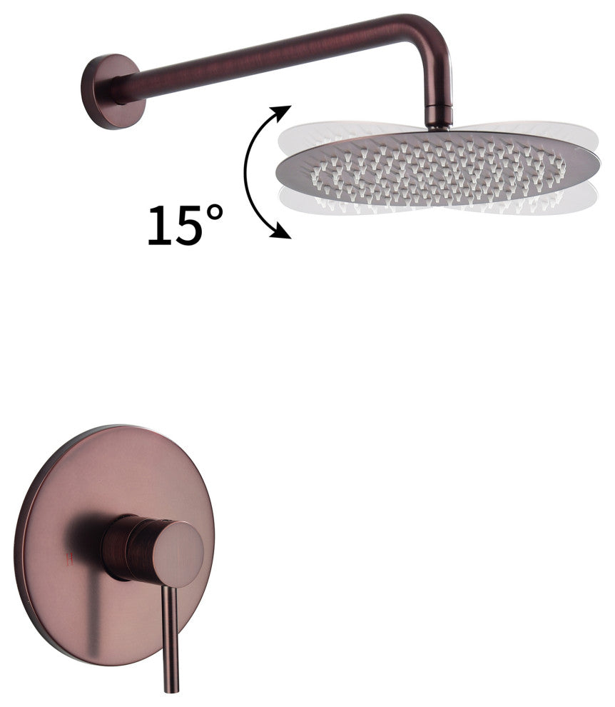 Wall Mount Shower Faucet With Rough-In Valve, Brown