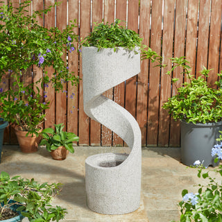 Faux Terrazzo Spiral Shaped Polyresin Fountain