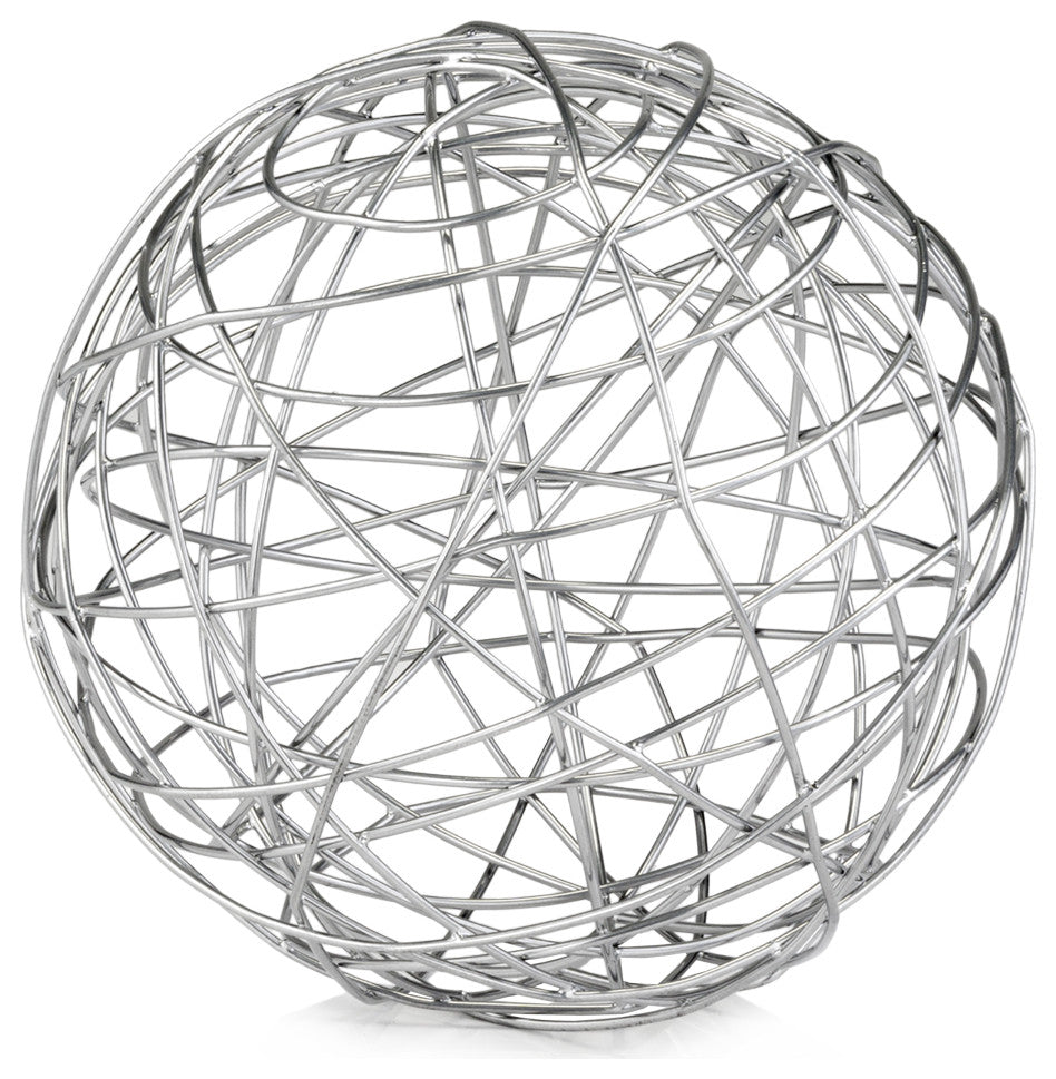 HomeRoots 12" x 12" x 12" Silver Extra Large Wire Sphere