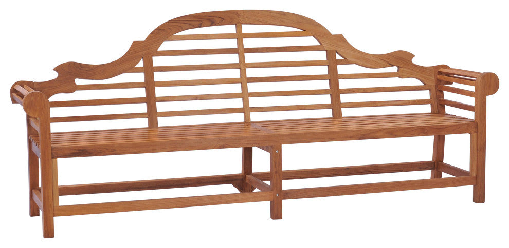 Teak Wood Lutyens Quadruple Outdoor Patio Bench, 8 Foot