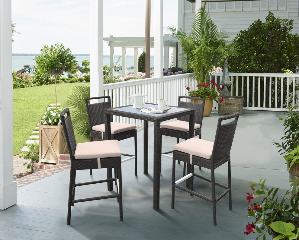 5-Piece Tropez Outdoor Patio Wicker Bar Set