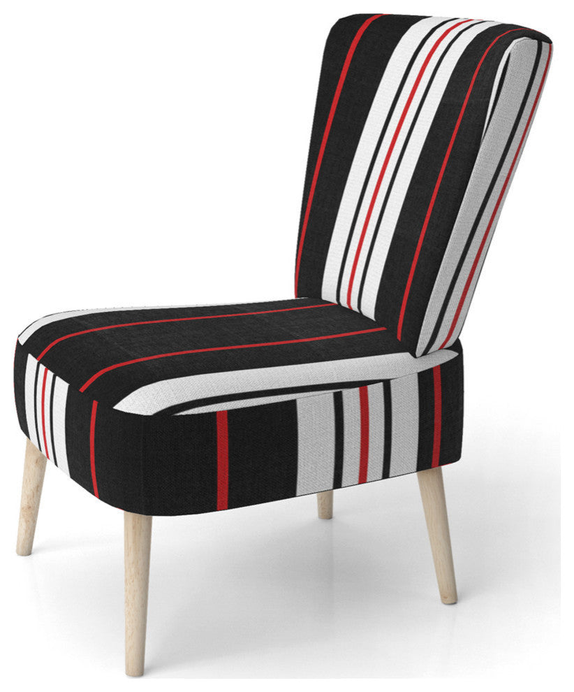 Black and White Striped Pattern Chair, Side Chair