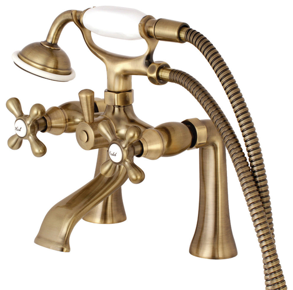 Kingston Brass Clawfoot Tub Faucet With Hand Shower, Antique Brass