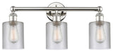 Edison Cobbleskill 3-Light 23" Vanity Light, Polished Nickel Finish, Clear Shade