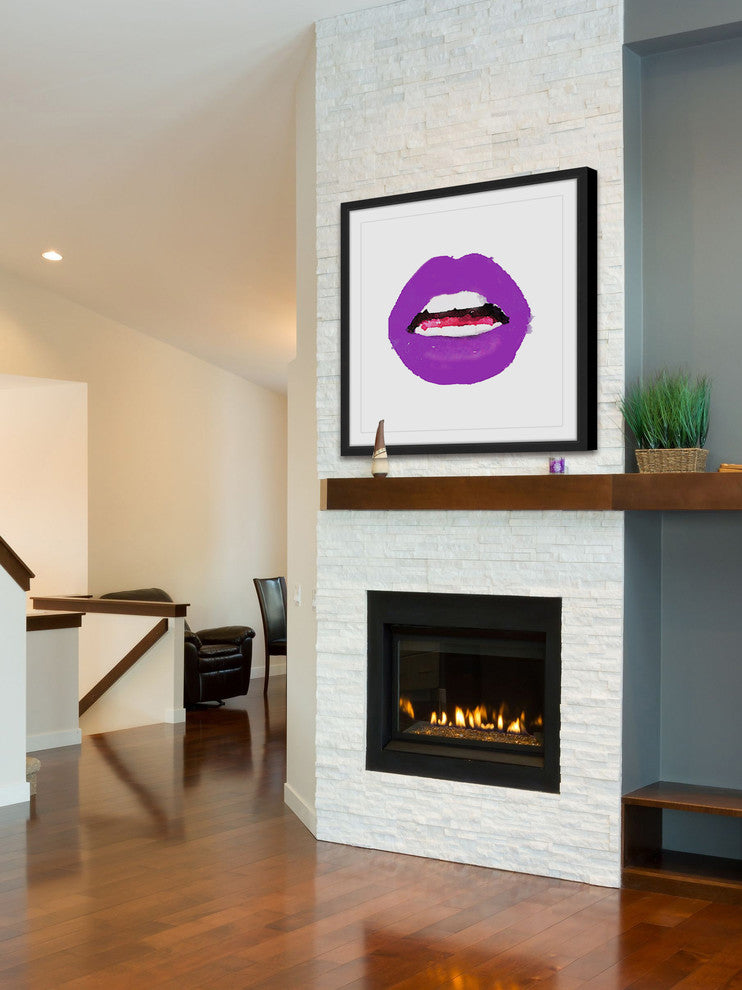 Marmont Hill, "Lips Colors Purple" by Amanda Greenwood Framed Painting, 18x18
