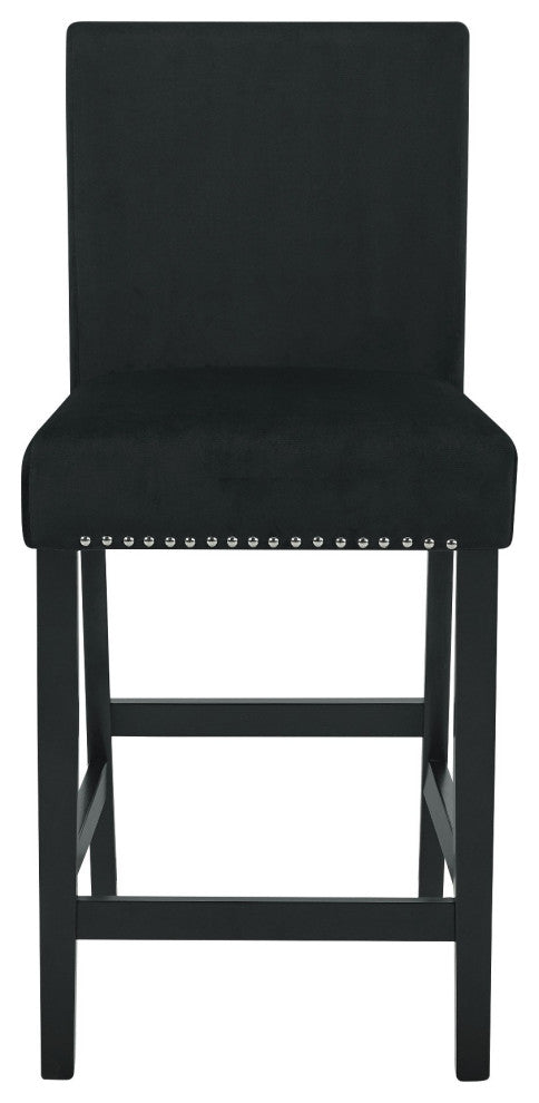 Kate 42 Inch 5 Piece Counter Table Set with Velvet Seating, Black