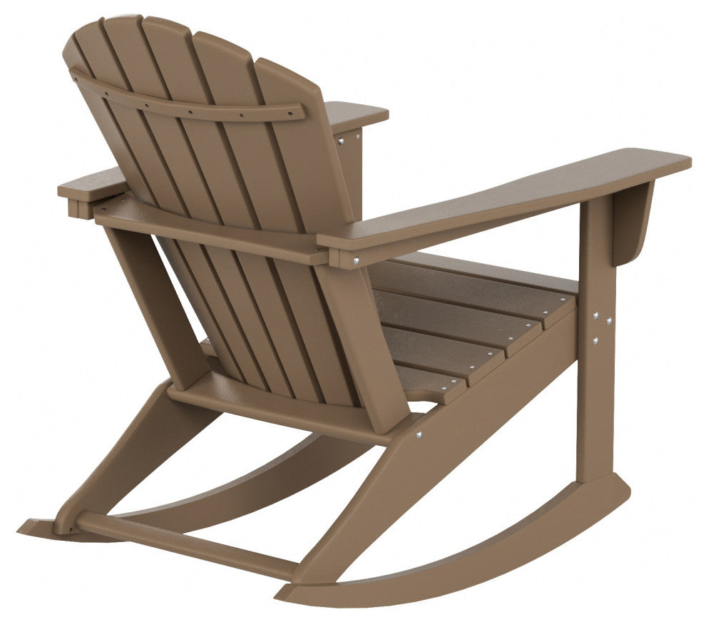 WestinTrends Outdoor Patio Poly Lumber Adirondack Porch Rocking Chair Rocker, Weathered Wood