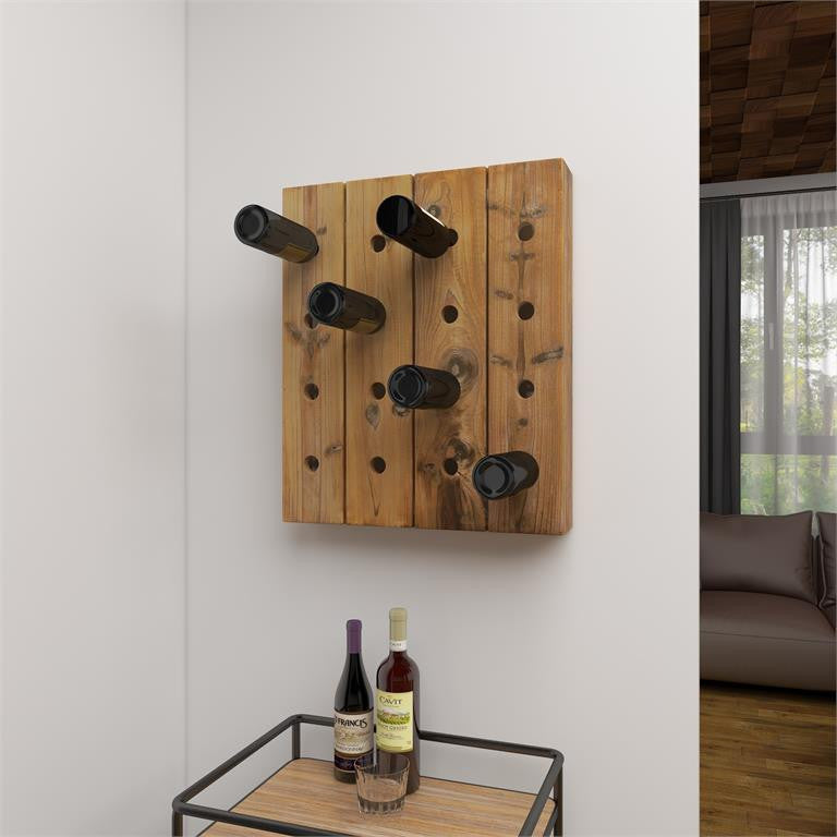 Brown Wood Rustic Wall Wine Rack