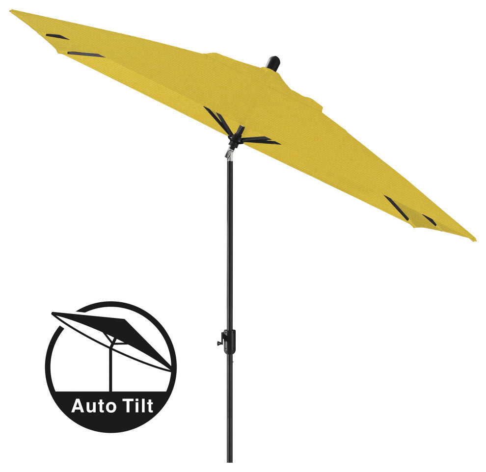 10'x6.5' Rectangular Auto Tilt Market Umbrella, Grey Frame, Sunbrella, Sunflower