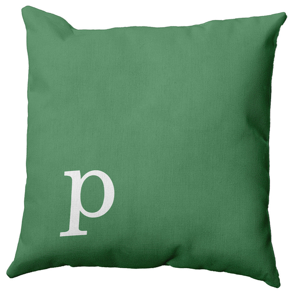 26"x26" Modern Monogram Decorative Throw Pillow, Sage
