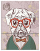 Hipster Pug Dog in Vintage Style, Animal Triptych Canvas Print, 28x36, 3 Panels