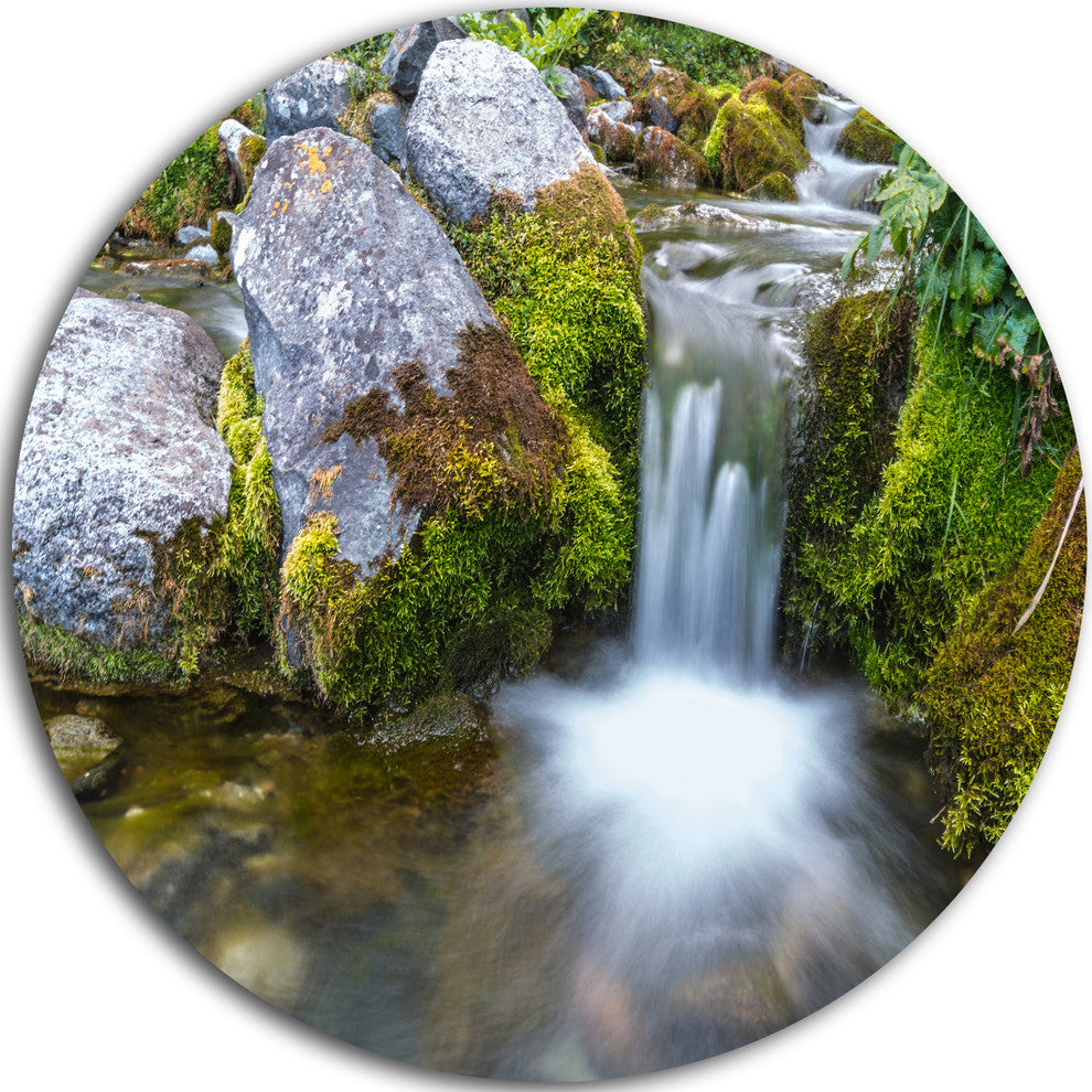 Summer Water Stream, Landscape Photography Round Wall Art, 11"