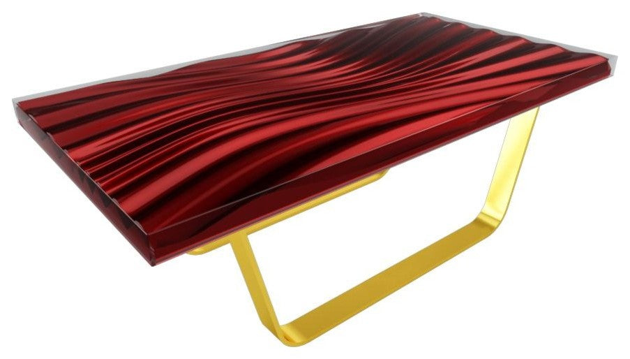 Modern Wave Coffee Table, Dark Grey_Metal Profile_Brushed Bronze