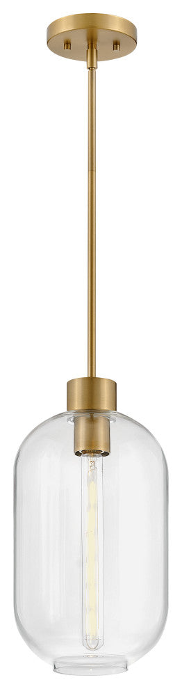 Lark Greer 8.5" Small Pendant Light, Lacquered Brass