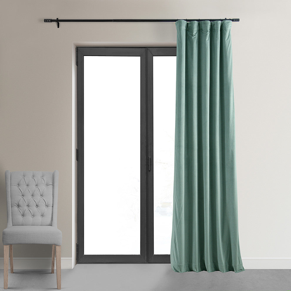 Signature Aqua Mist Blackout Velvet Curtain Single Panel, 50"x120"