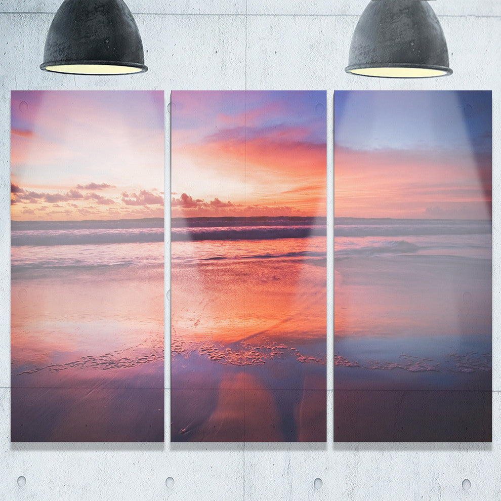 "Colorful Tropical Beach With Clouds" Metal Wall Art, 3 Panels, 36"x28"