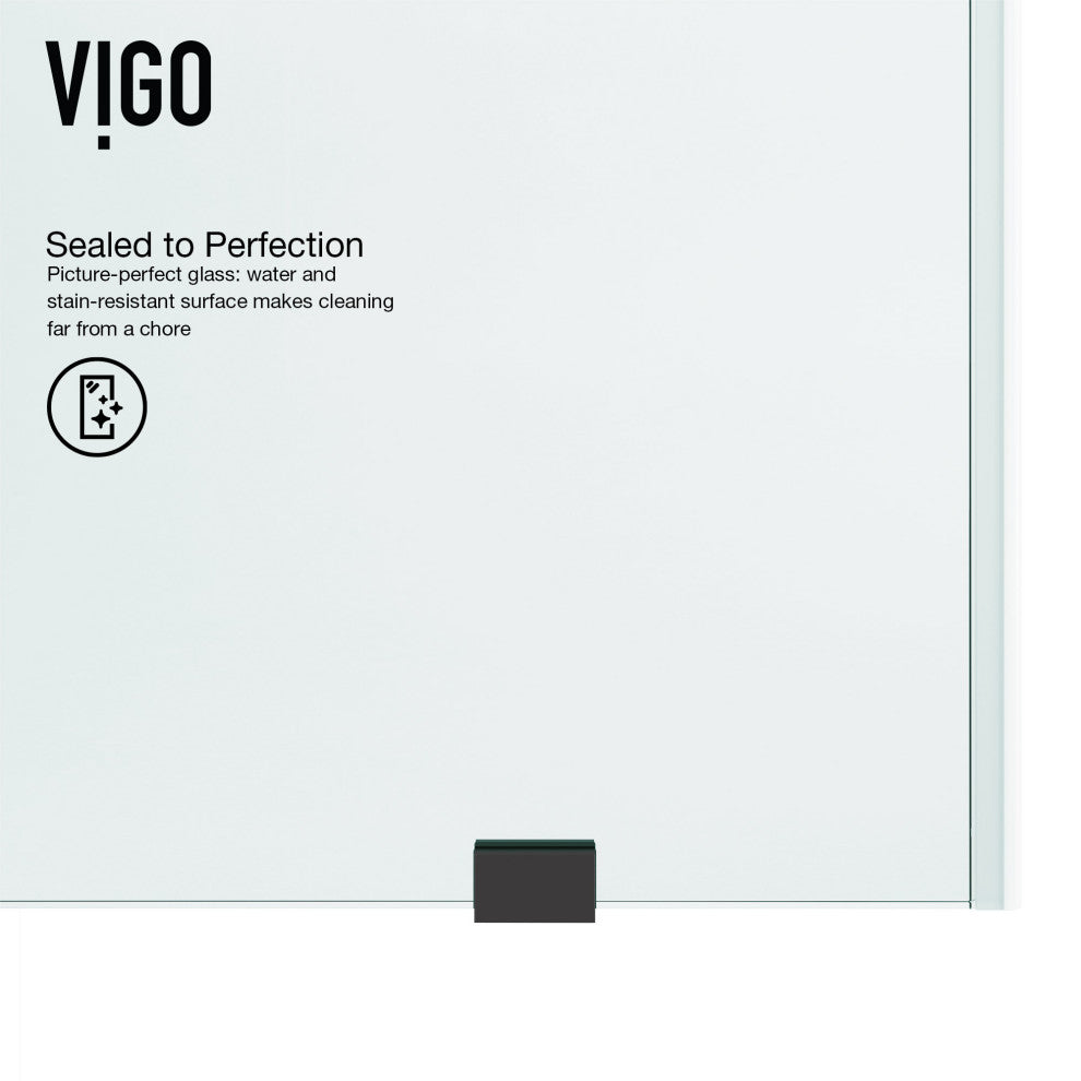 VIGO Elan 52" to 56" W x 74" H Frameless Sliding Shower Door, Matte Black, Clear Glass