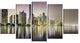Miami Downtown Night Panorama, Purple, Canvas Print, 60"x32", 5 Panels