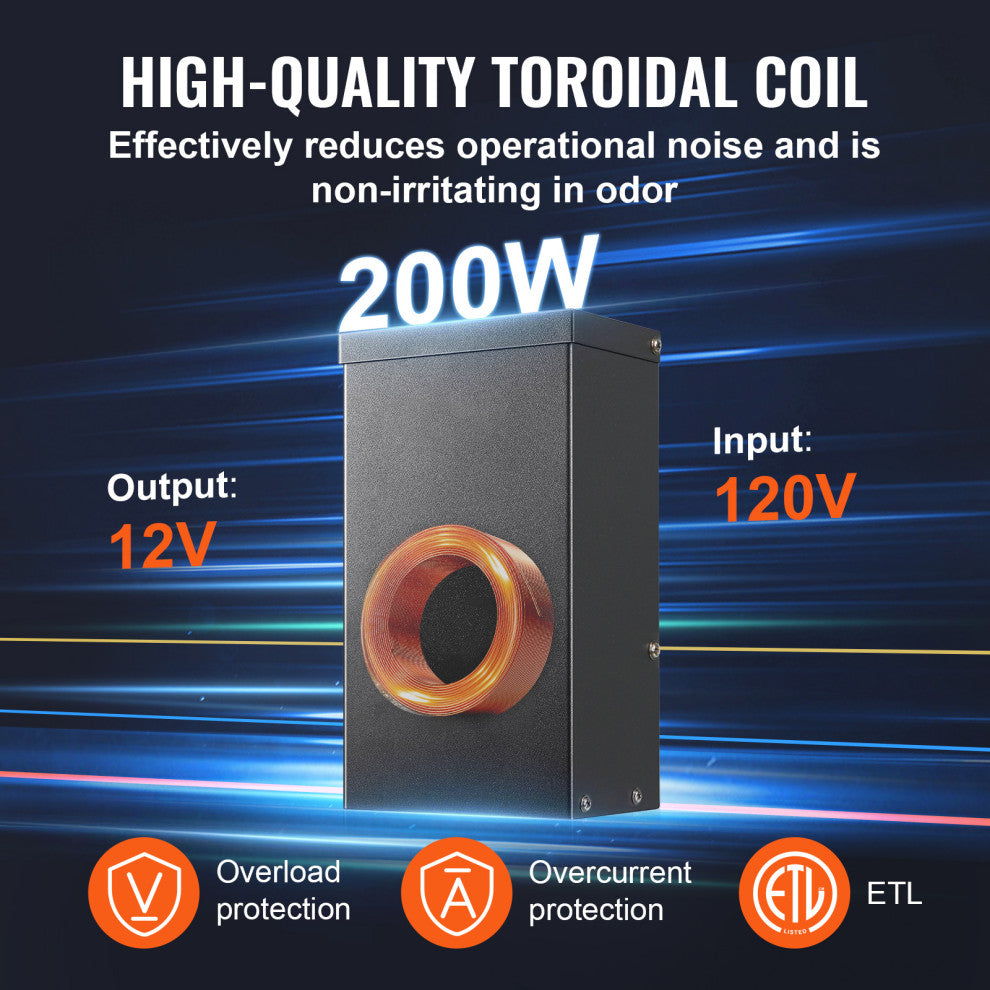 VEVOR 200W Low Voltage Landscape Transformer with Timer and Photocell Sensor