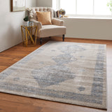 Weave & Wander Melba Nomadic Geometric Area Rug, Blue/Ivory, 4'3"x6'3"