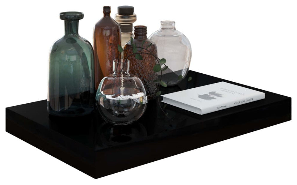 vidaXL Wall Shelves Floating Shelves Display Shelves 2 Pcs High Gloss Black