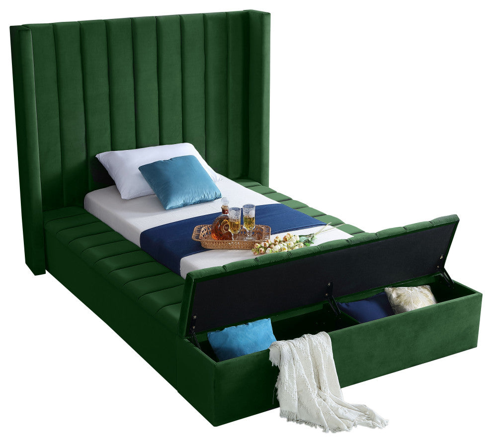 Kiki Velvet Bed, Green, Twin