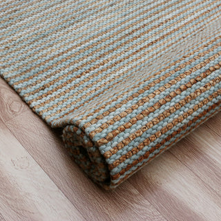Crest Turquoise Rustic Striped Handmade Jute/Wool Blend Area Rug, 10' x 14'