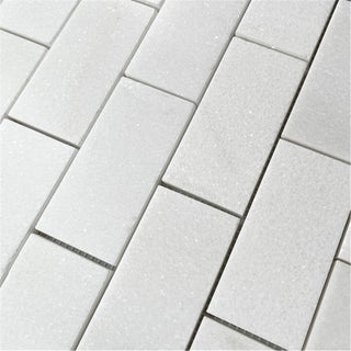 Thassos White Marble 2x4 Brick Subway Mosaic Tile Honed, 1 sheet