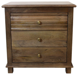 Corvin 3-Drawer Solid Wood Nightstand With Metal Glides, Antique Brown
