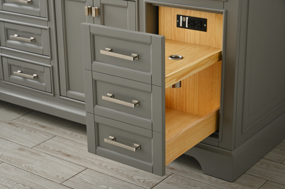 Milano 84" Gray Double Rectangular Sink Vanity