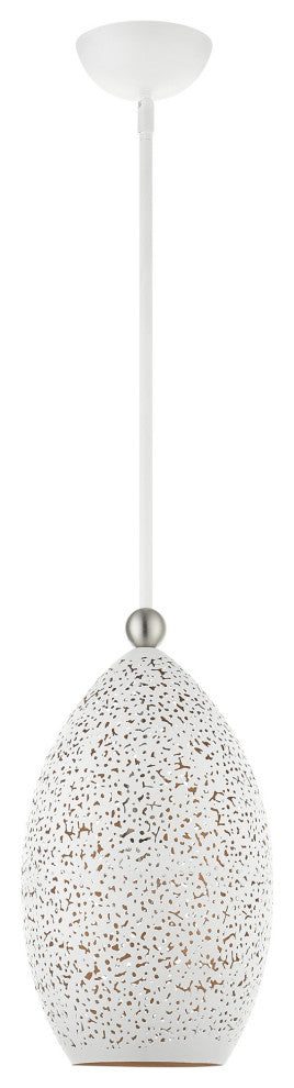 Livex Lighting Charlton 1 Light White With Brushed Nickel Accents Pendant