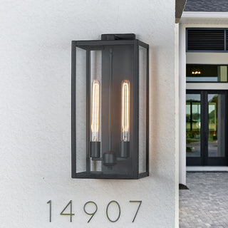 2-Light 20.5"H Modern Black Outdoor Lantern Wall Sconce
